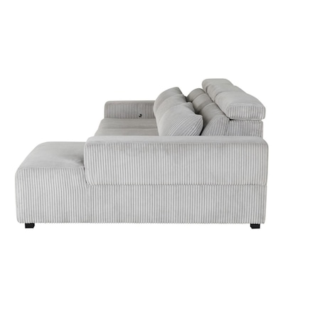 Global Furniture Usa U5945 GREY POWER SECTIONAL 6443
